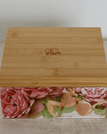 Caja De Bambú Rosas Peonías