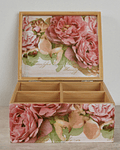 Caja De Bambú Rosas Peonías