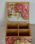 Caja De Bambú Rosas Peonías