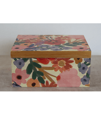 Caja De Bambú Flores Alegres