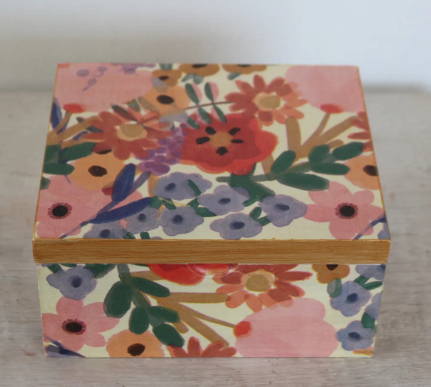 Caja De Bambú Flores Alegres 2