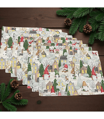 Set 8 Individuales Navideño Duendes