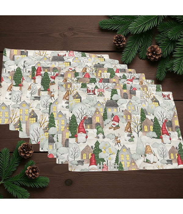 Set 8 Individuales Navideño Duendes