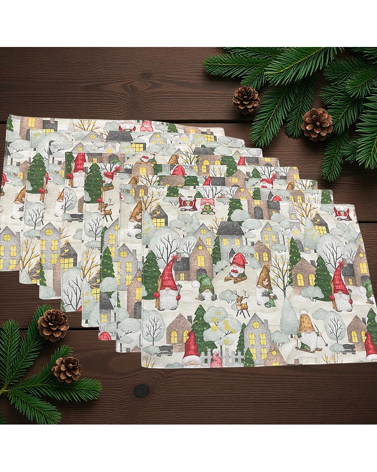 Set 8 Individuales Navideño Duendes