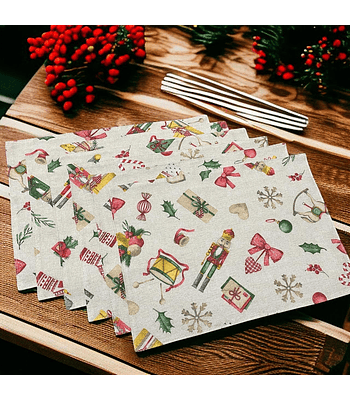 Set 6 Individuales Navideño Cascanueces