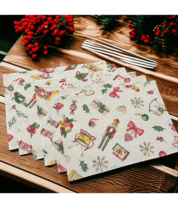 Set 6 Individuales Navideño Cascanueces