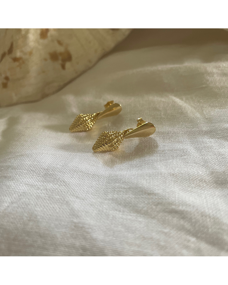 Aros bañados en oro caracol-Colección Marina