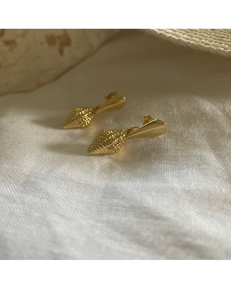 Aros bañados en oro caracol-Colección Marina