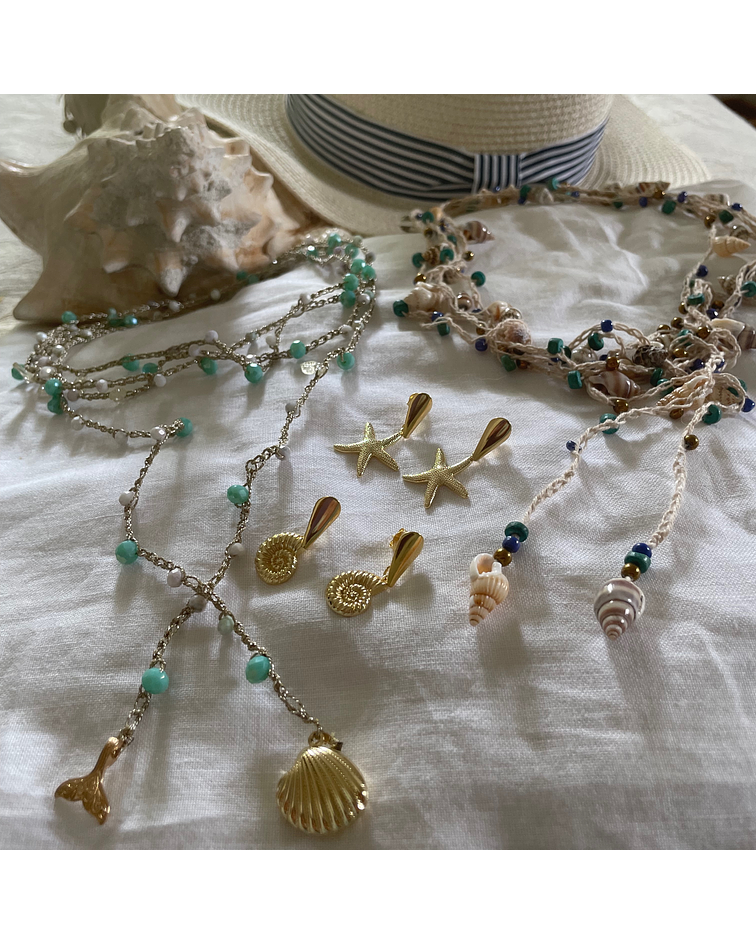 Aros bañados en oro caracol-Colección Marina