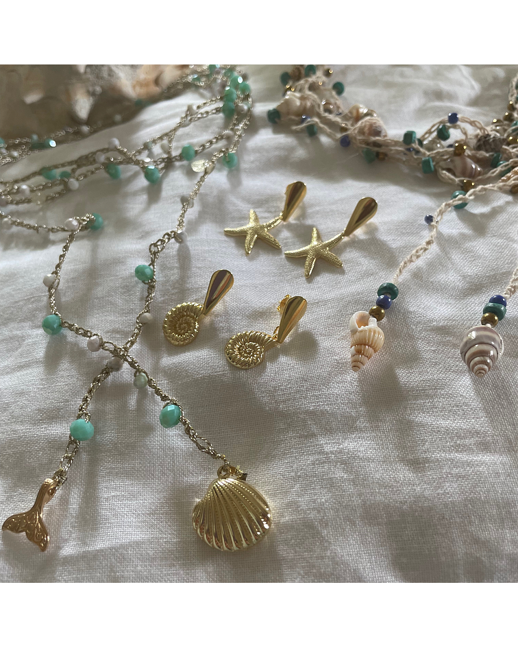 Aros bañados en oro caracol-Colección Marina