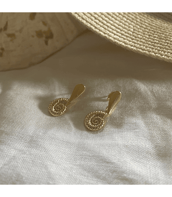 Aros bañados en oro conchita-Colección Marina