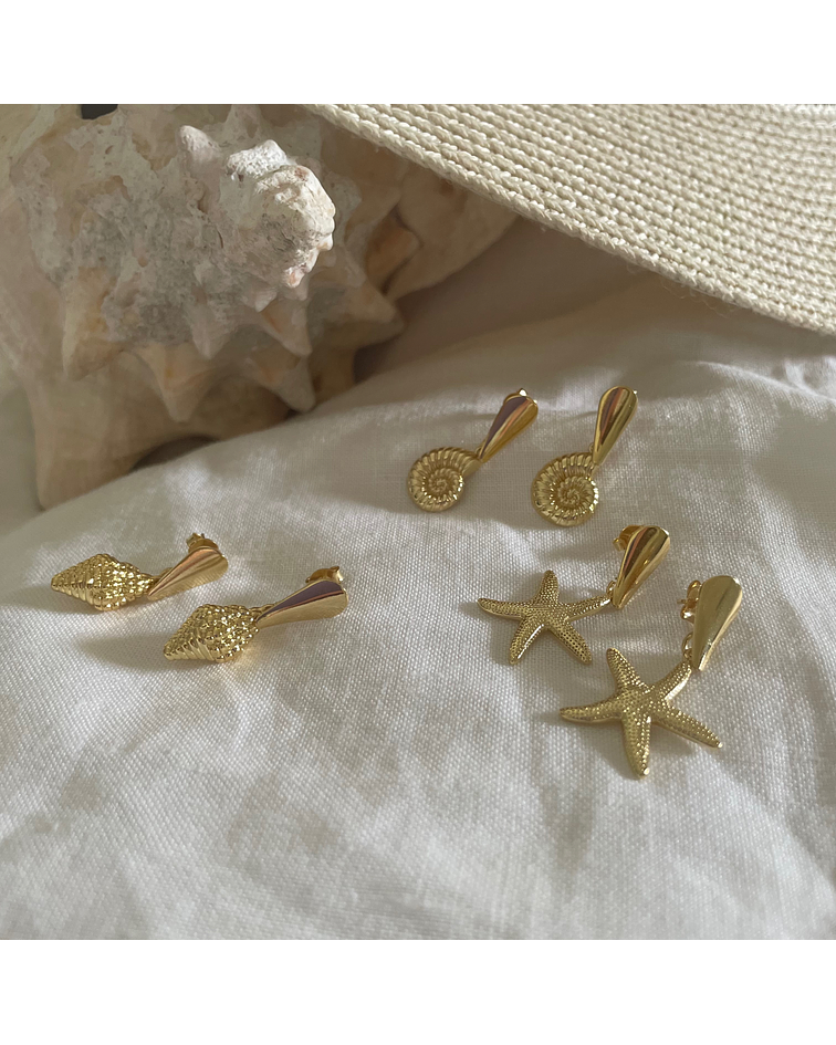 Aros bañados en oro conchita-Colección Marina