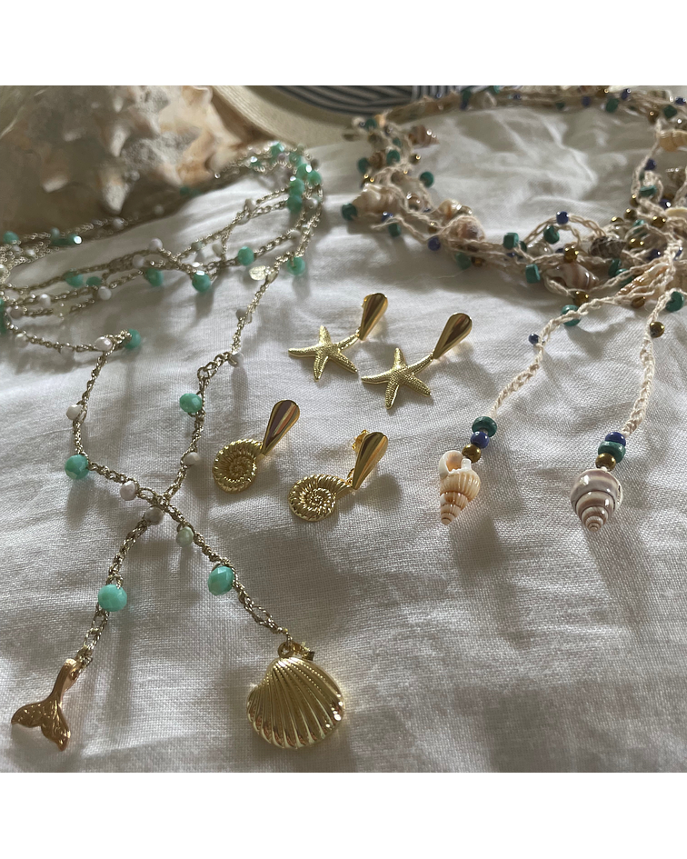 Aros bañados en oro conchita-Colección Marina