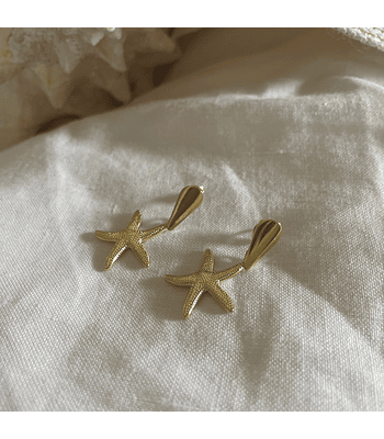 Aros bañados en oro conchita-Colección Marina