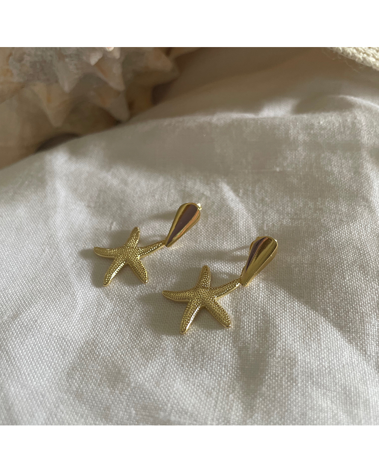 Aros bañados en oro conchita-Colección Marina