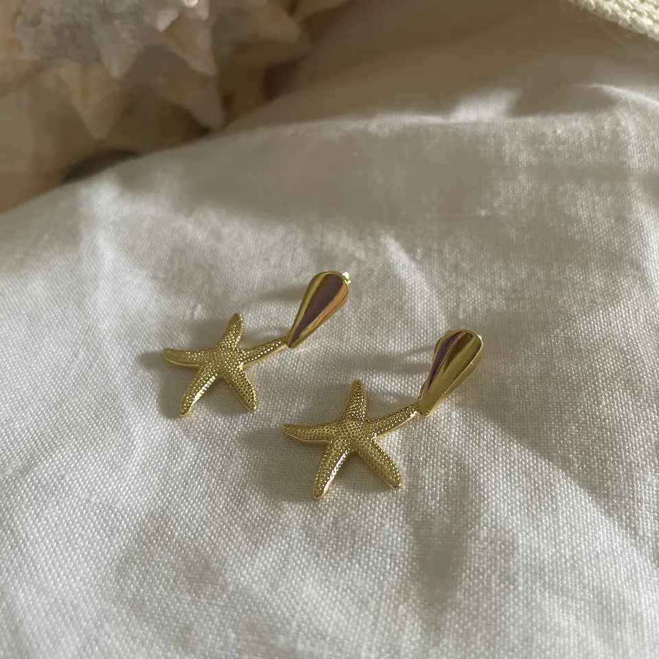 Aros bañados en oro conchita-Colección Marina 1