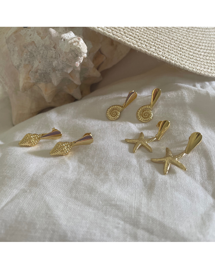 Aros bañados en oro conchita-Colección Marina