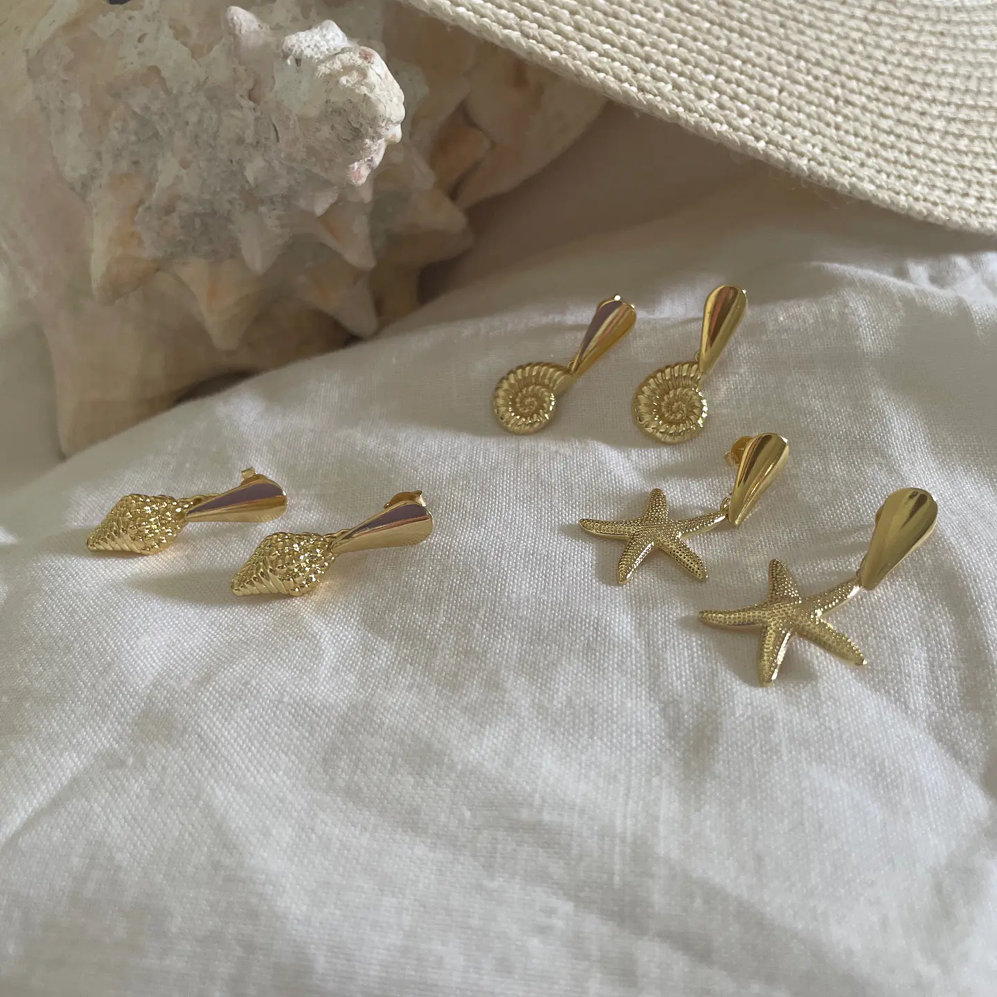 Aros bañados en oro conchita-Colección Marina 3