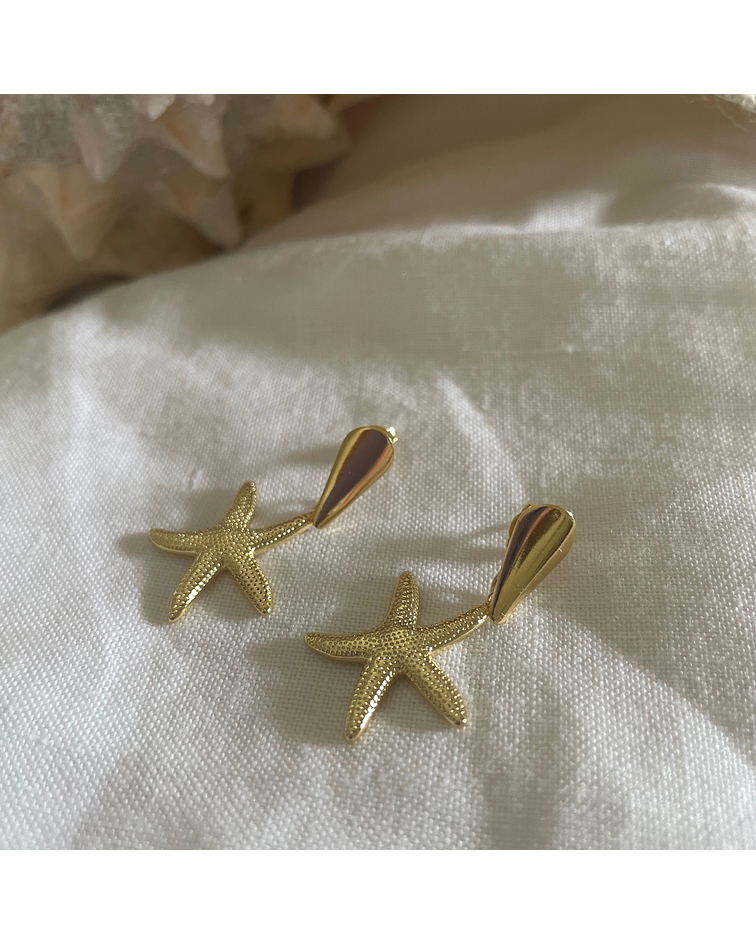 Aros bañados en oro conchita-Colección Marina