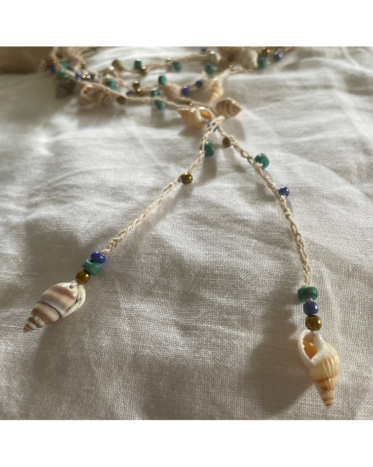 Collar a crochet con conchitas-Colección Marina