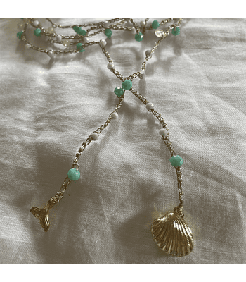 Collar a crochet con dorado-Colección Marina
