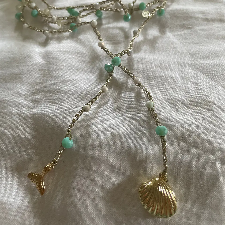 Collar a crochet con dorado-Colección Marina 1