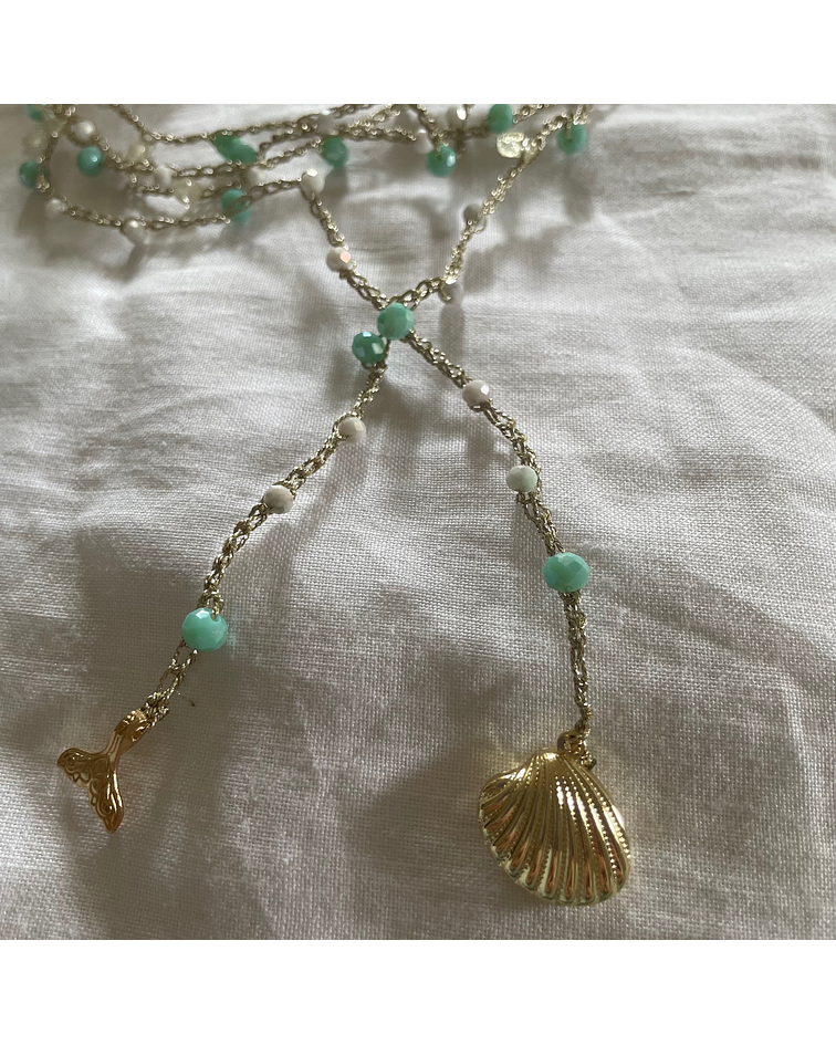 Collar a crochet con dorado-Colección Marina