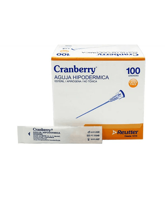 AGUJA HIPODERMICA CRANBERRY 25GX 5/8 100 UNIDADES