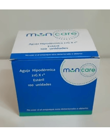 AGUJA HIPODEERMICA MUNCARE 21G X1, 100 UNIDADES
