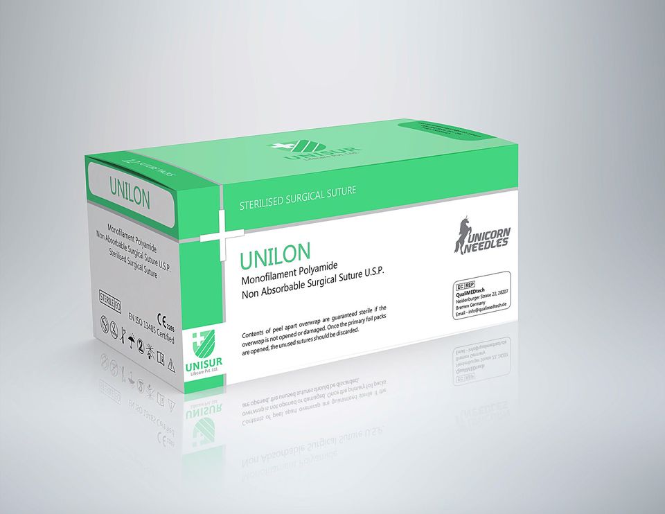 Unilon NYLON (UNILON) USP # 2-0 ( Aguja 3/8 circle reverse cutti...
