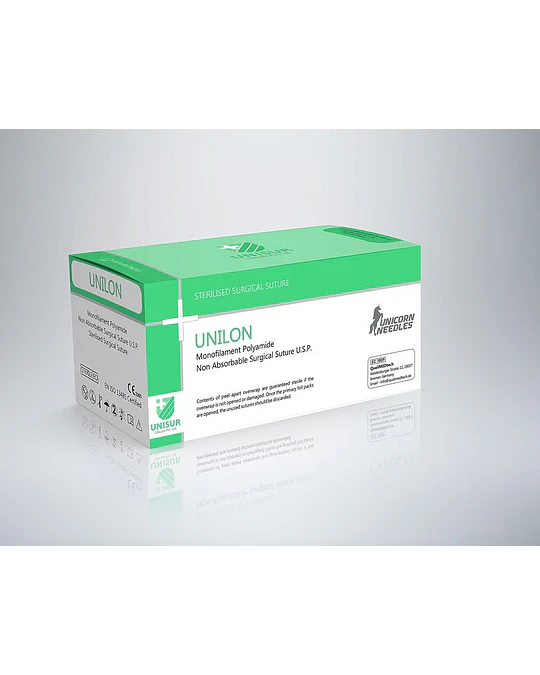 Polyamida NYLON (UNILON) USP # 4-0 ( Aguja 3/8 circle  cutting 16mm , 70cm) -