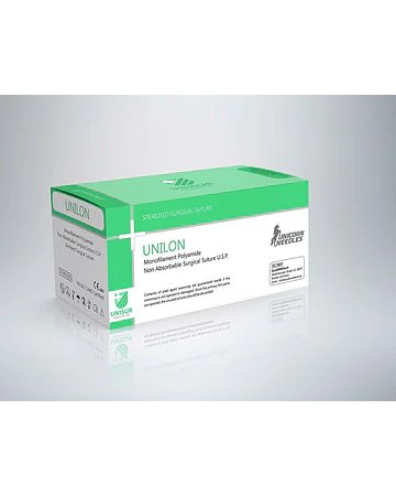 Polyamida NYLON (UNILON) USP # 5-0 ( Aguja 3/8 circle  cutting 16mm , 35cm) 