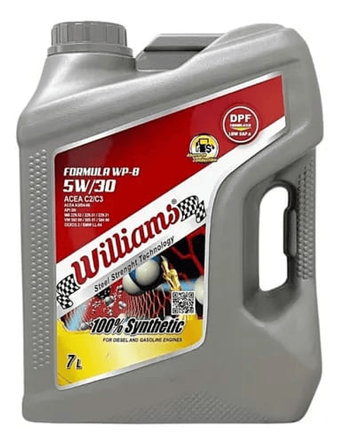 ACEITE 5W30 WILLIAMS 100% SINTETICO WP-8 7LT