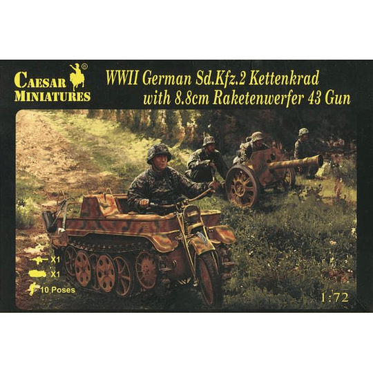 WWII German Sd.Kfz.2 Kettenkrad & Raketenwerfer 43 H096 1:72