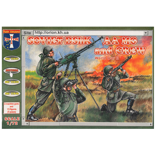 WWII Soviet DShK AA MG and Crew 038 1:72