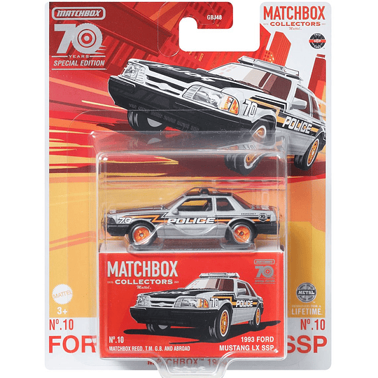 1993 Ford Mustang LX SSP Collectors 70 Years Special Edition #10 Matchbox 1:64