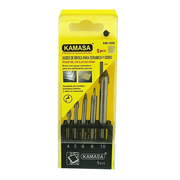 Set de Brocas Para Cerámica y Vidrio 5 Pcs Liso Kamasa KM-1608