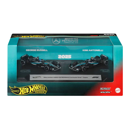 Mercedes-AMG Petronas Formula One Team (#12 y #63) 2-Pack Formula 1 Hot Wheels Premium 1:64