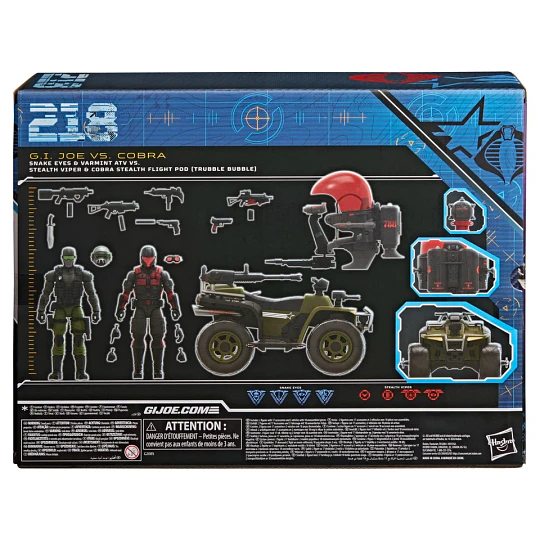 Snake Eyes & Varmint ATV vs. Stealth Viper & Cobra Stealth Flight Pod (Trubble Bubble) Set G.I. Joe Classified Series 6