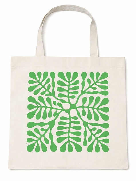 Bolso tote bag algodón 100% Hoja Verde + empaque 2