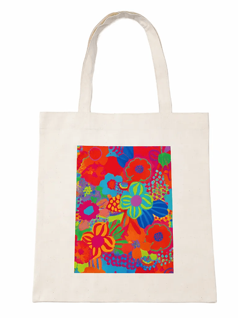 Bolso tote bag algodon 100% Jardín Tropical + empaque 2