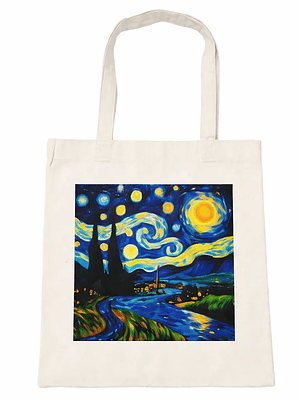 Bolso tote bag algodón 100% Noche Estrellada + empaque