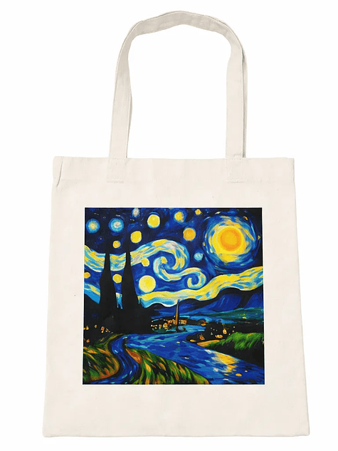 Bolso tote bag algodón 100% Noche Estrellada + empaque 2