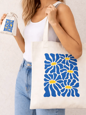 Bolso tote bag algodón 100% Jardín Azul + empaque