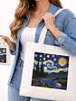 Bolso tote bag algodón 100% Noche Estrellada + empaque - Miniatura 1