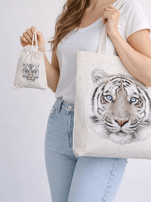 Bolso tote bag algodón 100% Mirada de Hielo + empaque