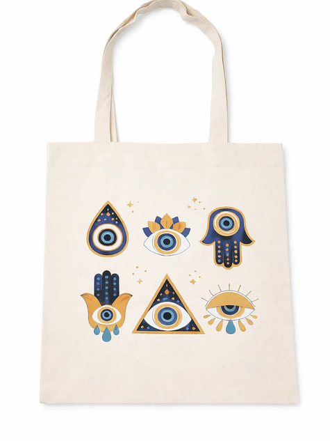 Bolso tote bag algodón 100% Ojo Místico + empaque 2