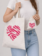 Bolso tote bag algodón 100% Corazón Cebra + empaque - Miniatura 1