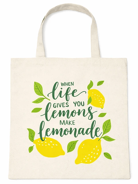 Bolso tote bag algodón 100% Limonada Positiva + empaque 2