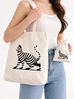 Bolso tote bag algodón 100% Felina Cebra + empaque - Miniatura 1
